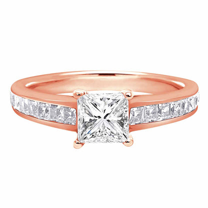 Princess Shape Diamond Ring made from rose gold