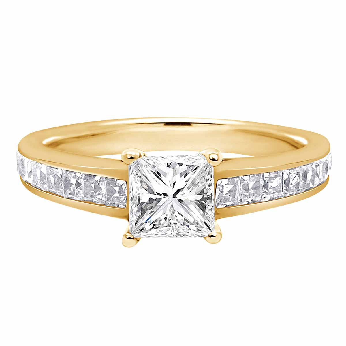 Princess Shape Diamond Ring made from yellow gold