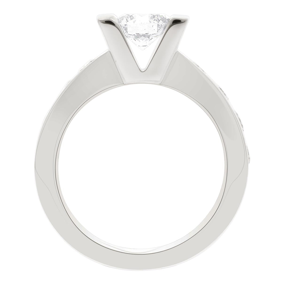 Custom Round Cut Diamond Engagement Ring with Platinum Channel Set Band - 'Michelle'