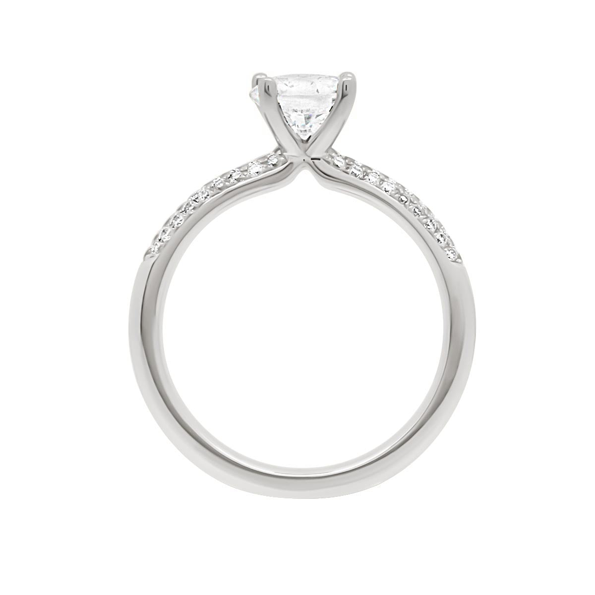 Cushion Cut Diamond Engagement Ring with White Gold Micro Pavee Band - 'Amelia’