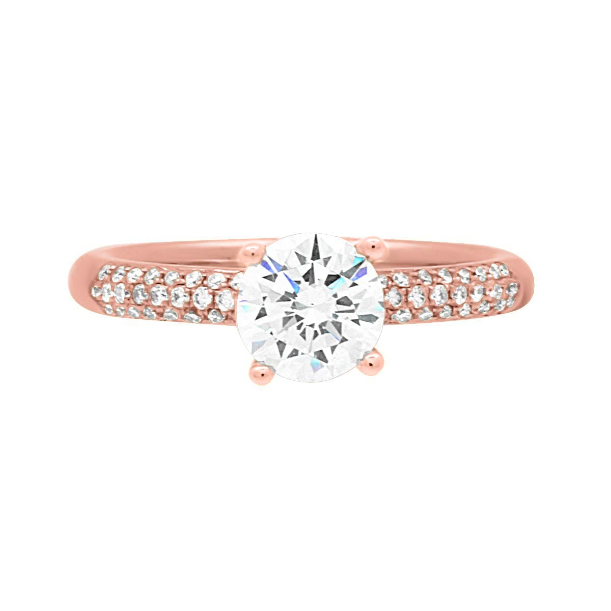 Cushion Cut Diamond Engagement Ring with Rose Gold Micro Pavee Band - 'Amelia’