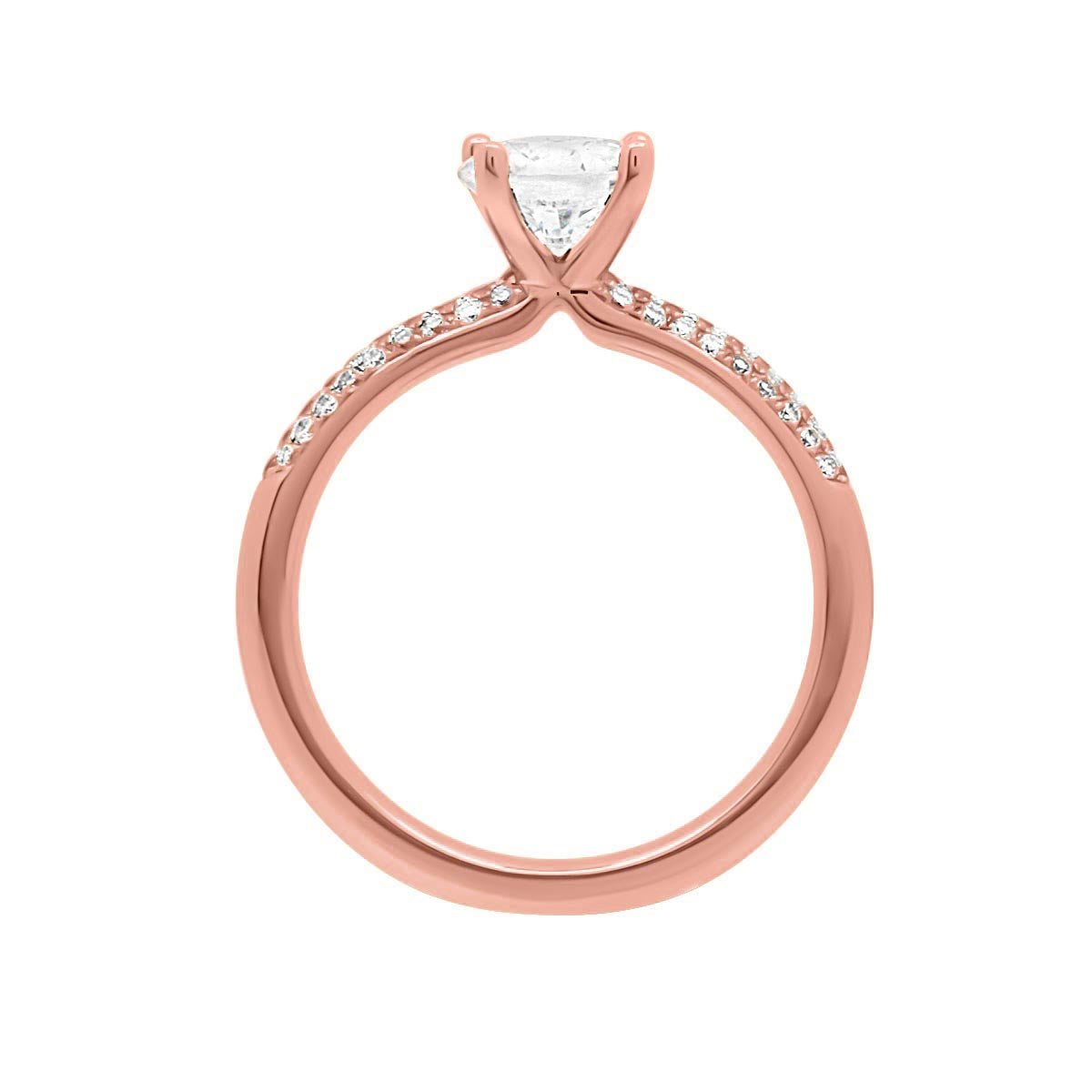 Cushion Cut Diamond Engagement Ring with Rose Gold Micro Pavee Band - 'Amelia’