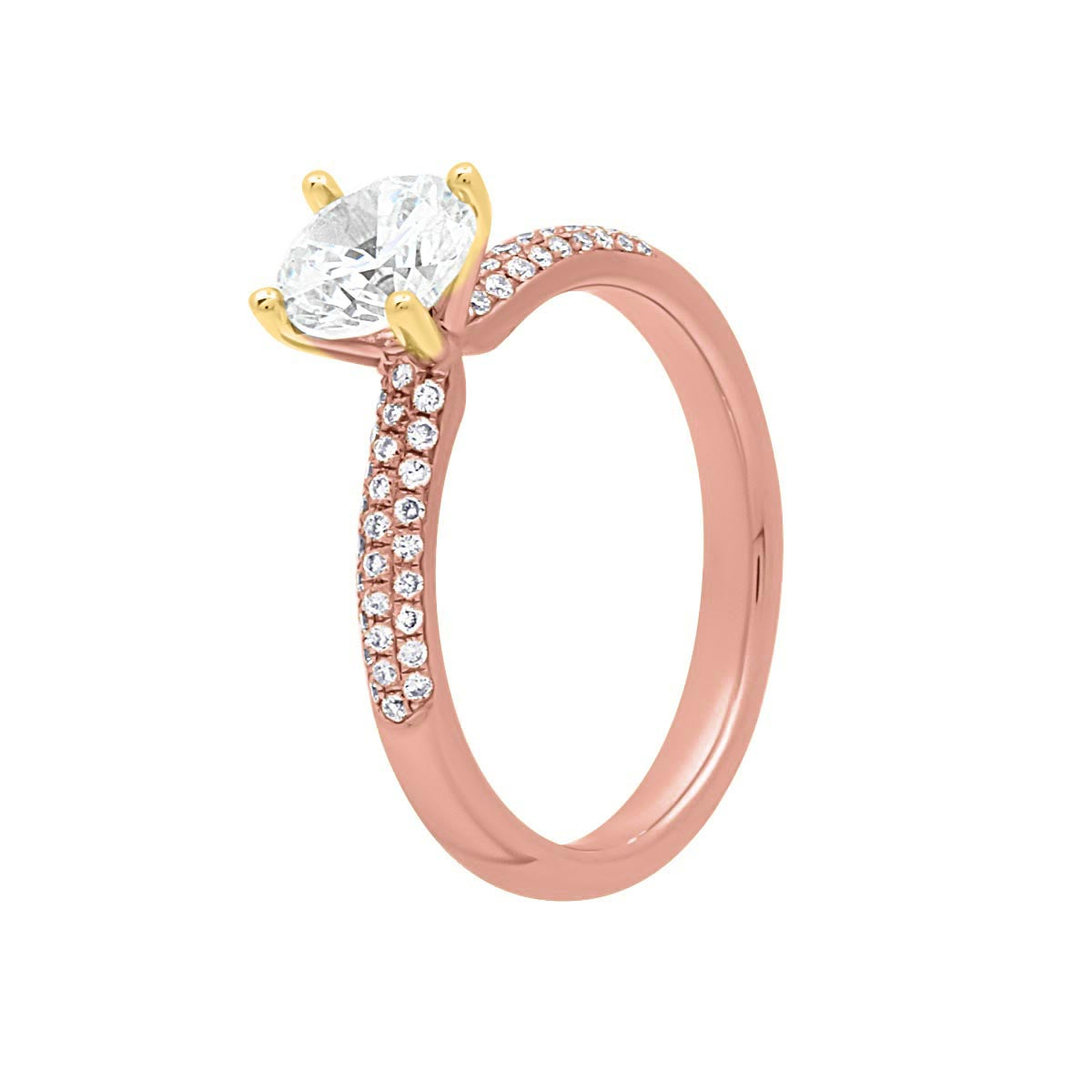 Cushion Cut Diamond Engagement Ring with Rose Gold Micro Pavee Band - 'Amelia’