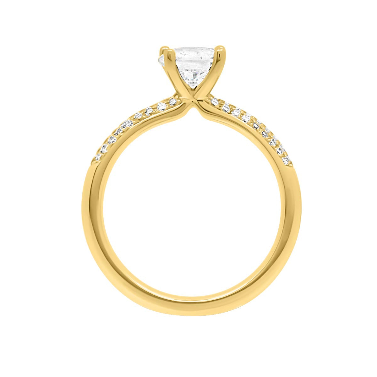 Cushion Cut Diamond Engagement Ring with Yellow Gold Micro Pavee Band - 'Amelia’