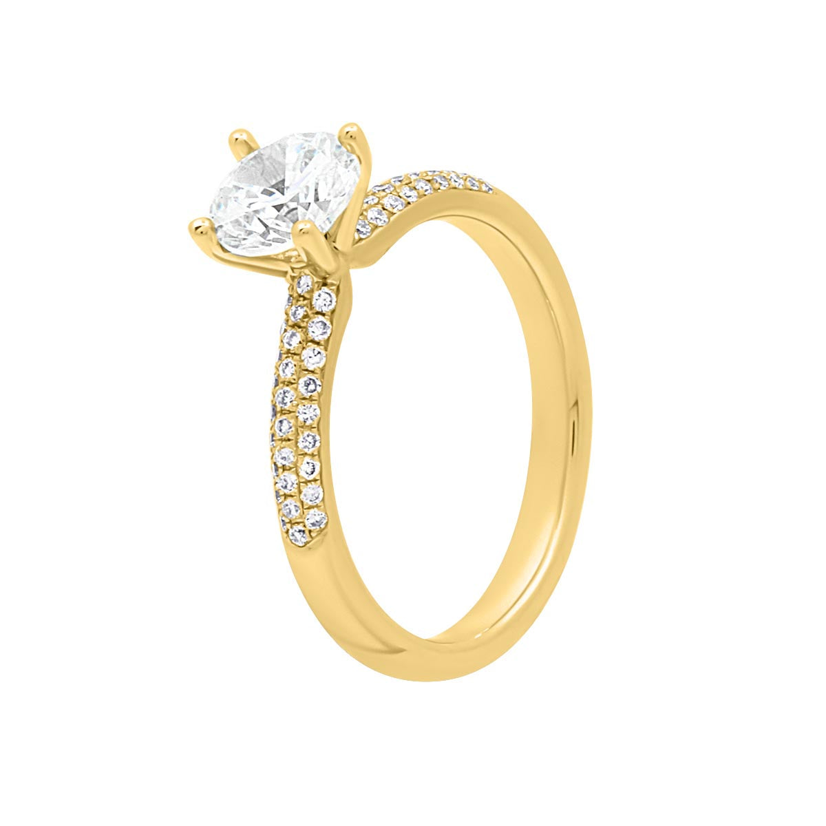 Cushion Cut Diamond Engagement Ring with Yellow Gold Micro Pavee Band - 'Amelia’