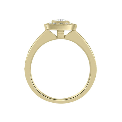 Milgrain Detail Engagement Ring in yellow gold and standing upright
