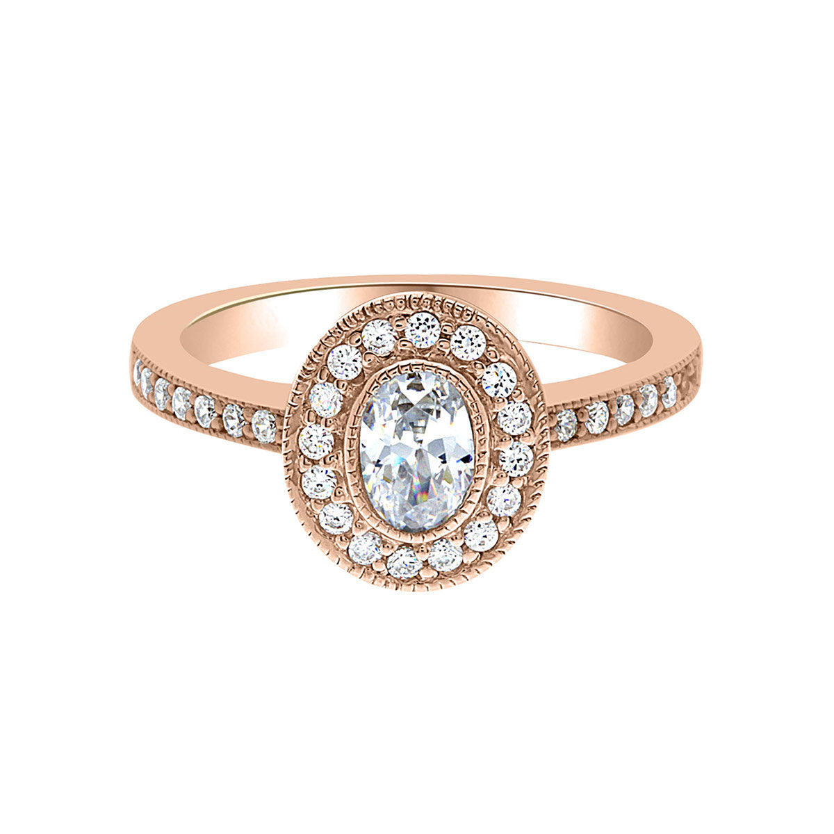 Milgrain Detail Engagement Ring in white gold in rose gold