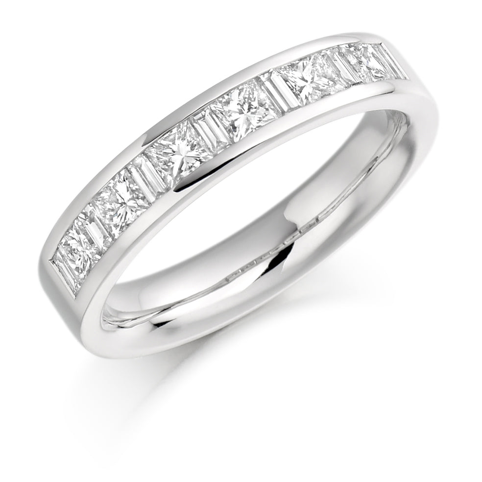 Mixed Princess and Baguette Cut Eternity In PlatinumRing