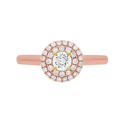 Ornate Diamond Ring WITH DOUBLE HALO SET IN ROSE GOLD