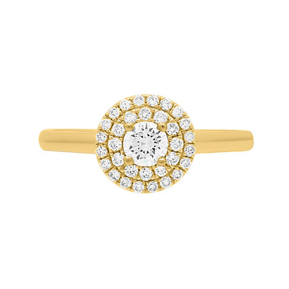 Ornate Diamond Ring WITH DOUBLE HALO SET IN YELLOW GOLD