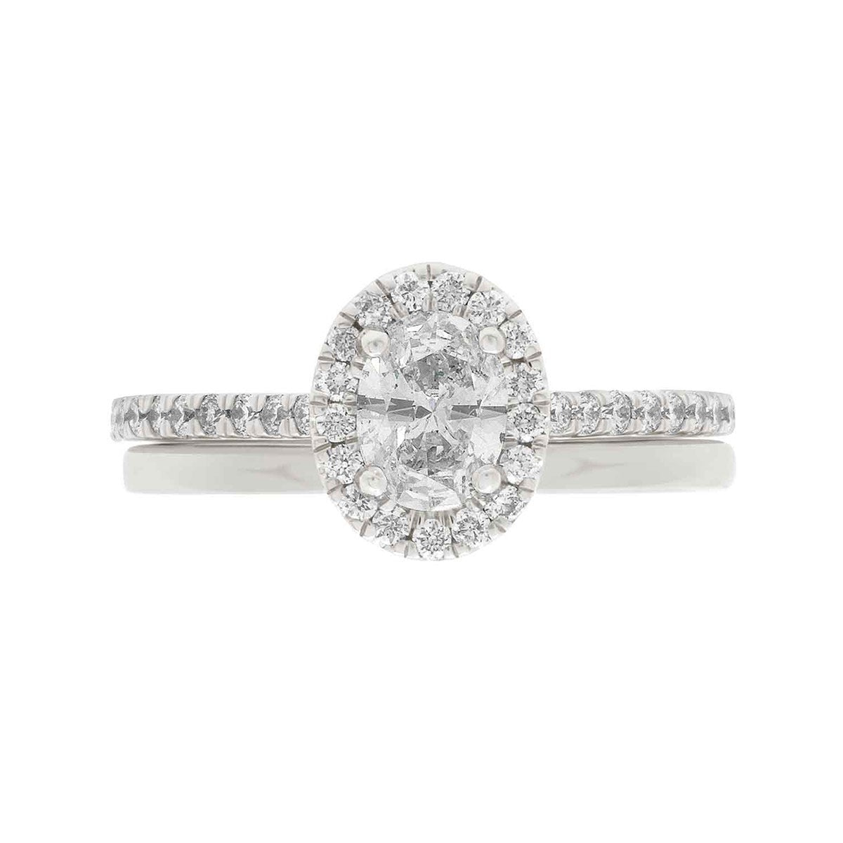 Oval Cut Halo Diamond Engagement Ring with Platinum Set Band - 'Harriot Oval'