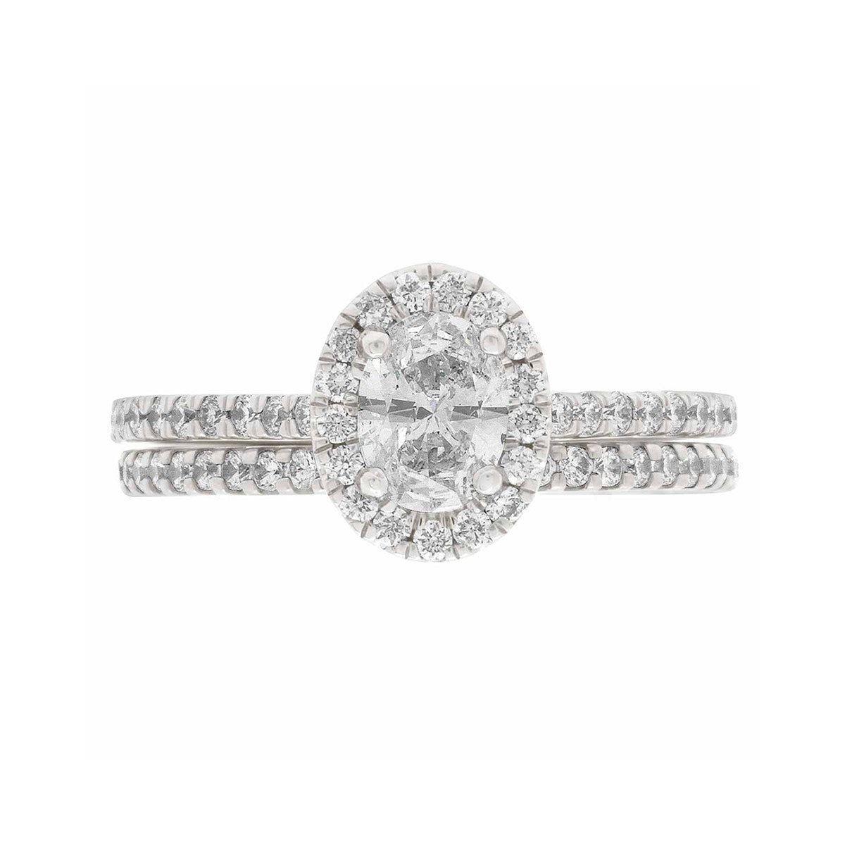 Oval Cut Halo Diamond Engagement Ring with Platinum Set Band - 'Harriot Oval'