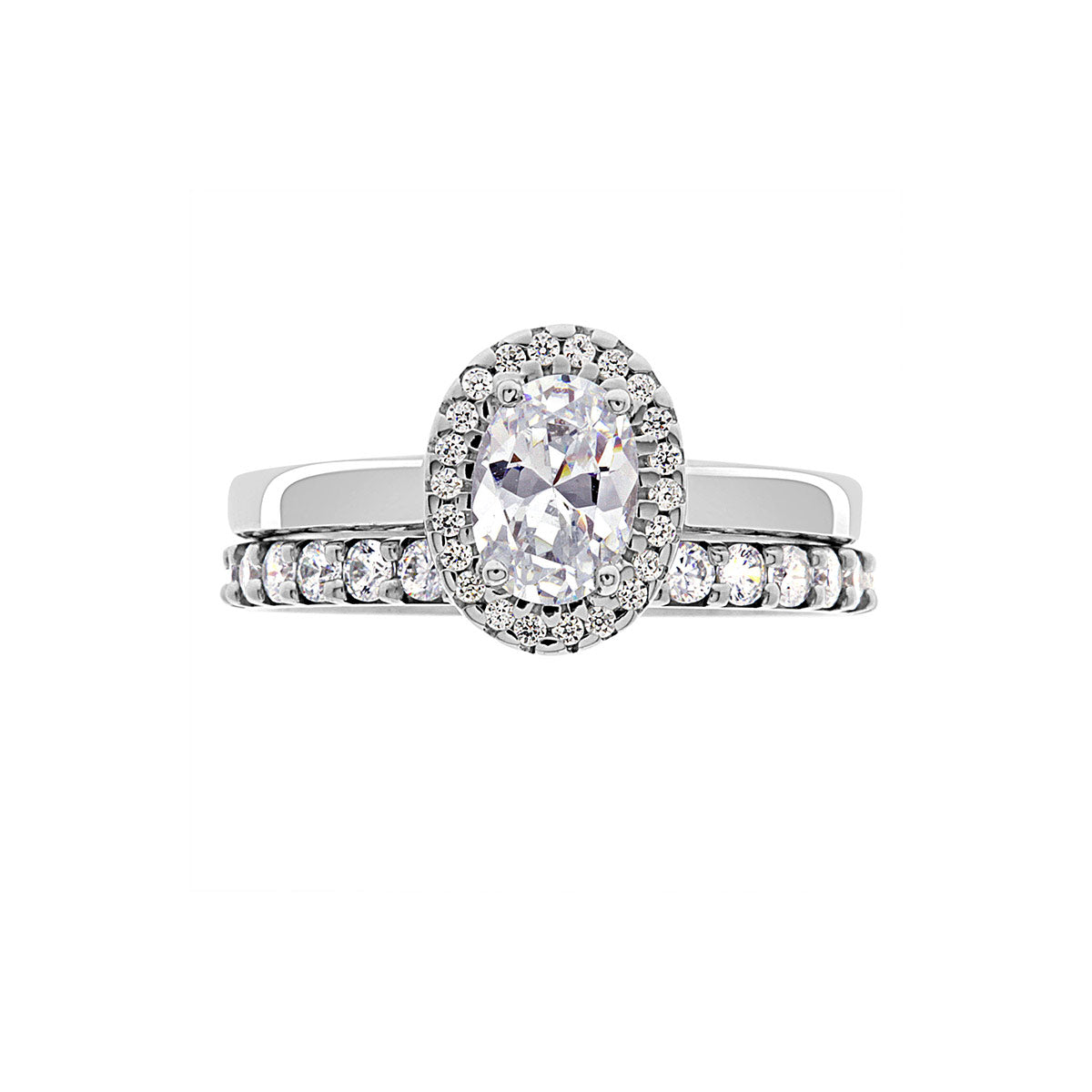 Oval Cut Halo Diamond Vintage Engagement Ring with Platinum Band - 'Lynn'