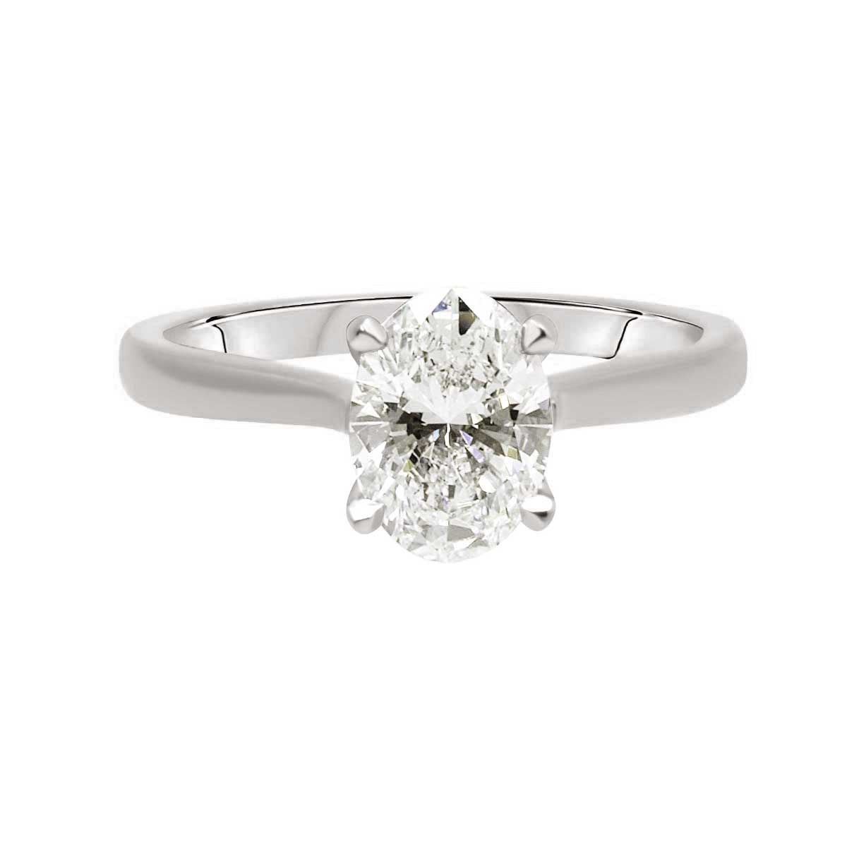 Oval Cut Diamond Tulip Setting Solitaire Engagement Ring with Platinum Set Band - 'Delia Oval'