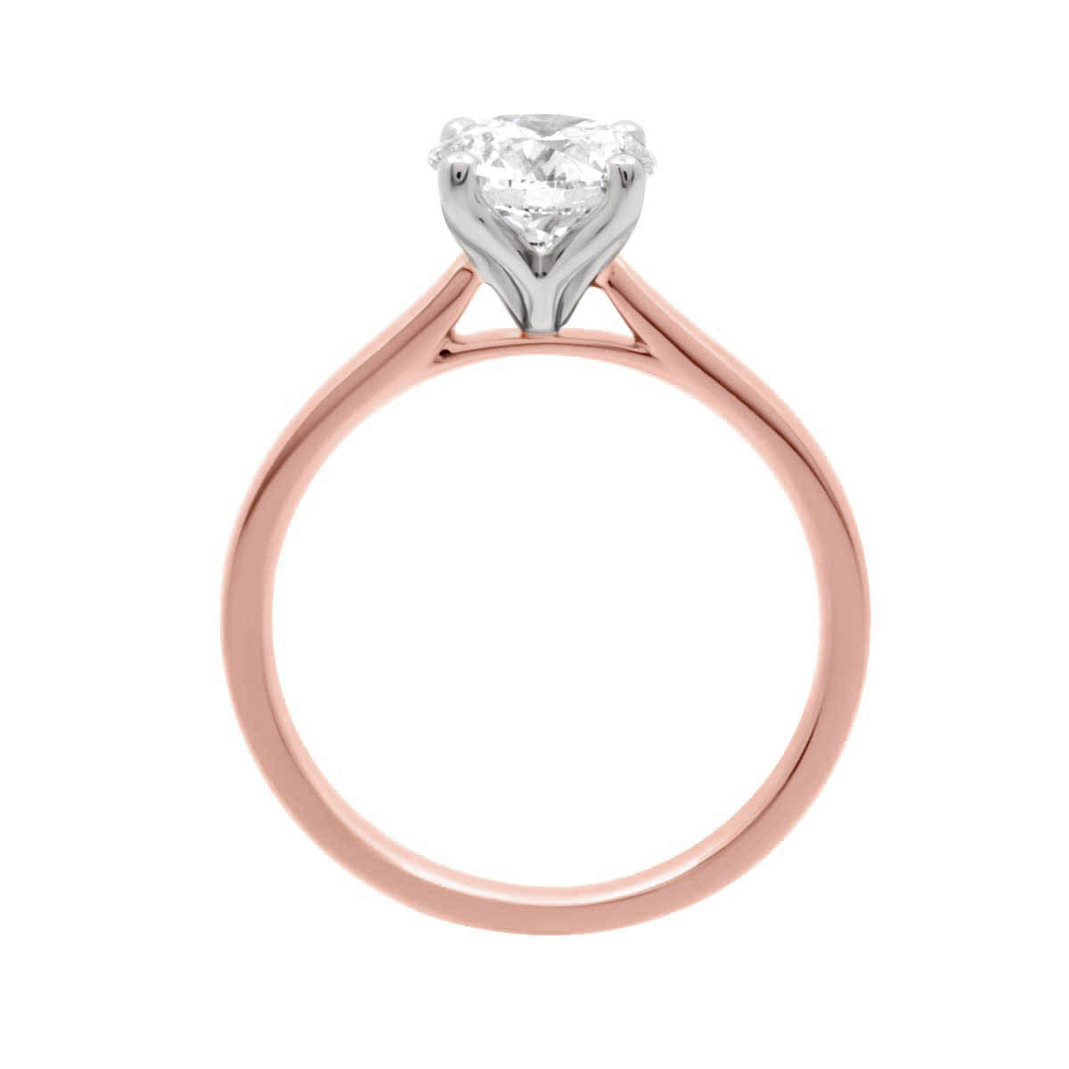 Tulip Setting Oval Solitaire in rose gold with a white gold head