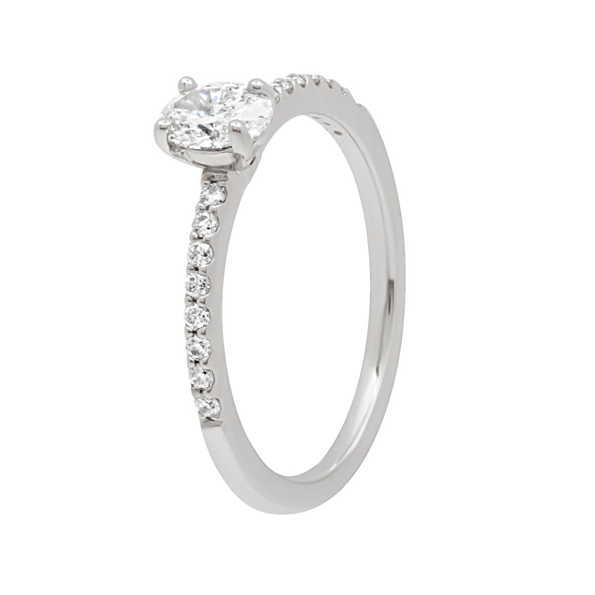 Oval Cut Diamond Engagement Ring with Platinum Scallop Set Band - 'Gail'