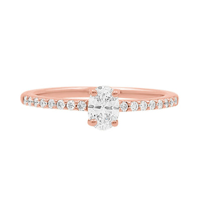 Oval with Scallop Set Band in rose gold