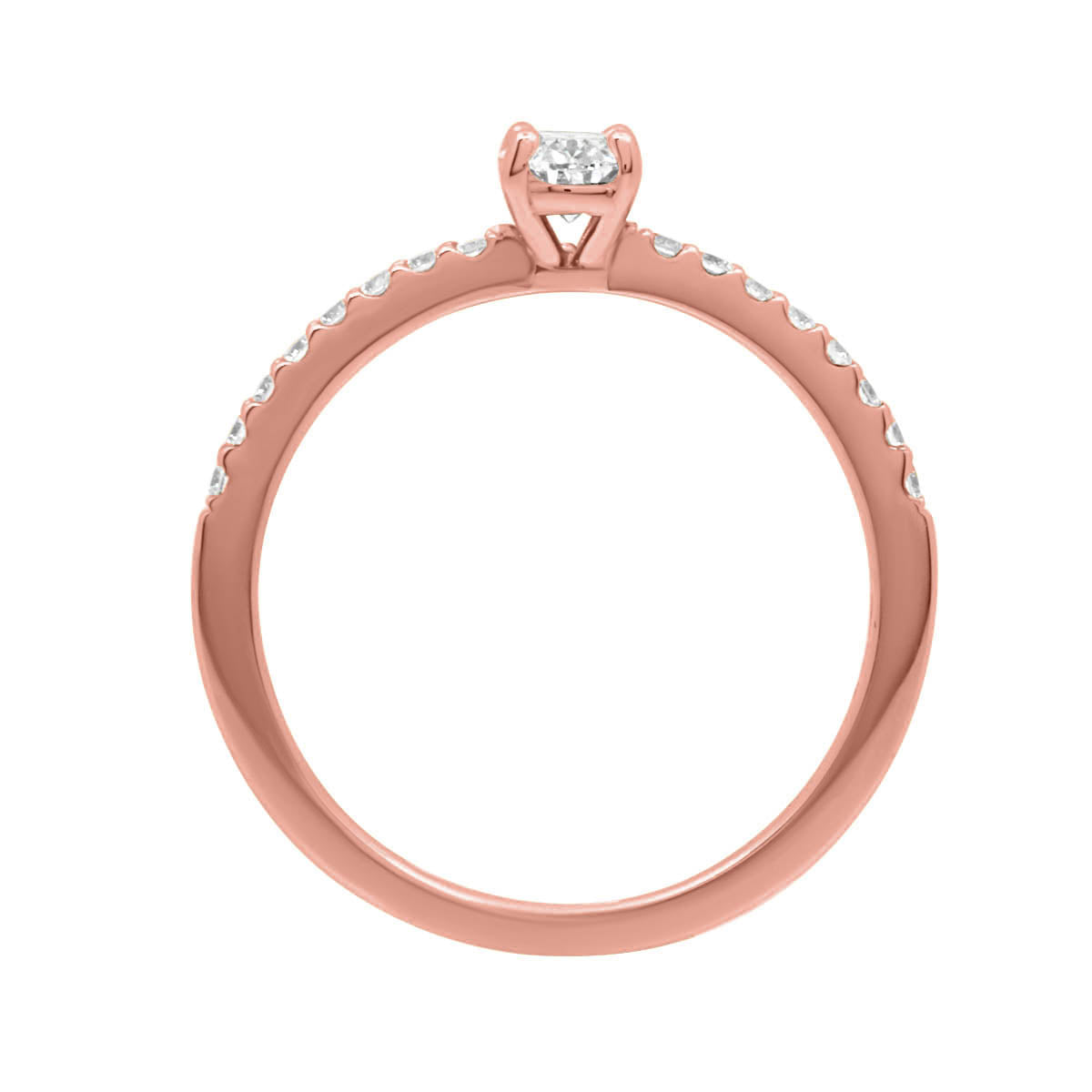 Oval with Scallop Set Band in rose gold upright position