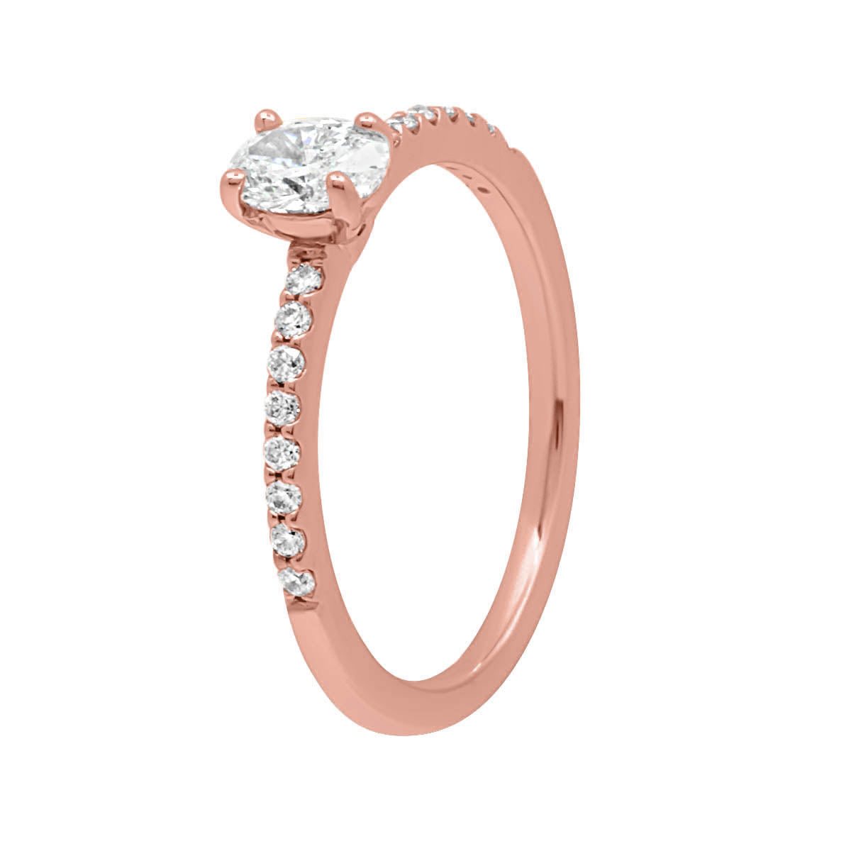 Oval with Scallop Set Band in rose gold angled view
