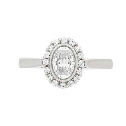  Oval Halo Diamond Ring in white gold