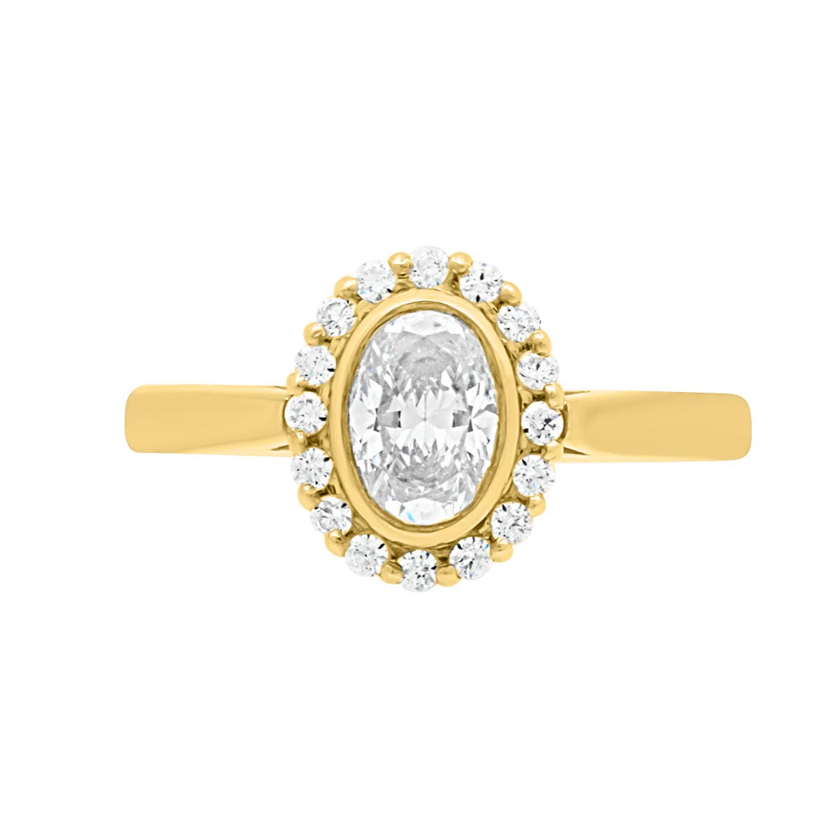  Oval Halo Diamond Ring in yellow gold