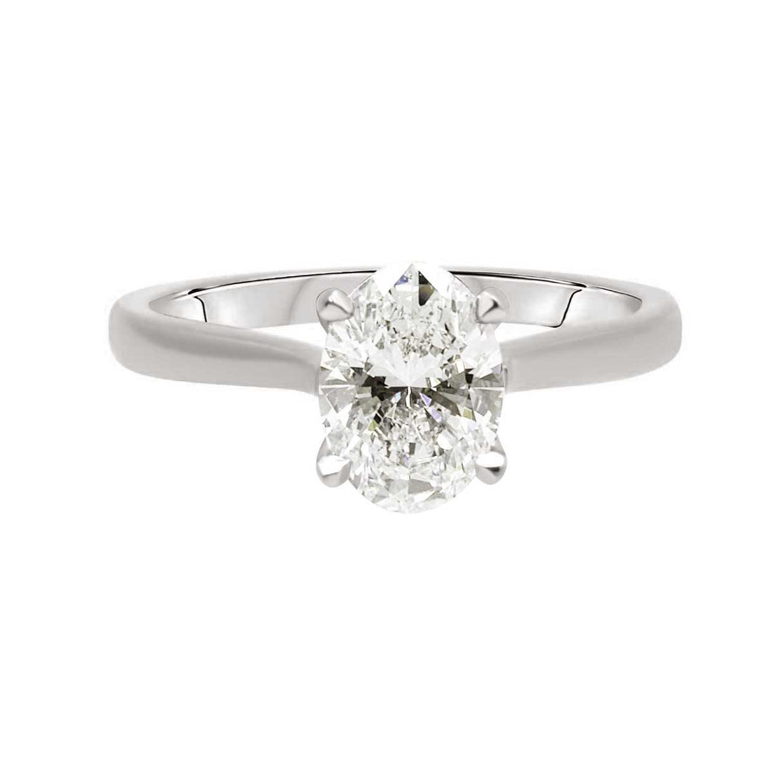 Oval Solitaire with Criss Cross Shank In White Gold