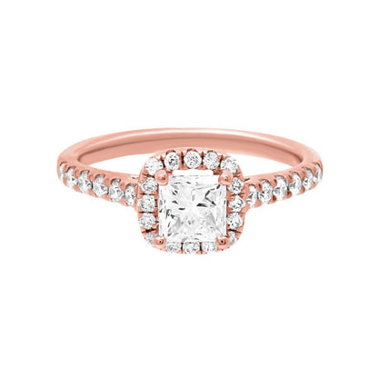 Princess Cut Diamond Halo Ring in rose gold