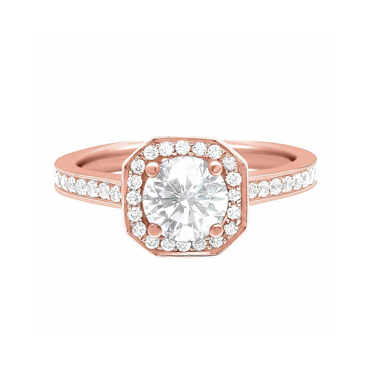 Pavé Halo Diamond Ring in rose gold