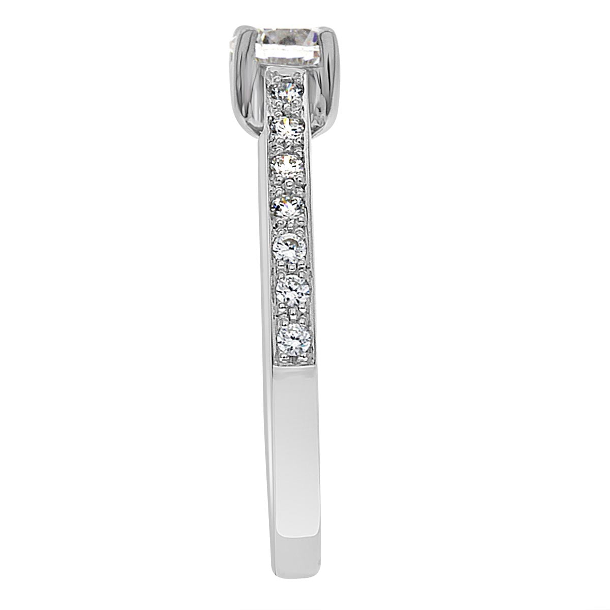Pavé Diamond Ring manufactured in white gold upright and viewed from the side