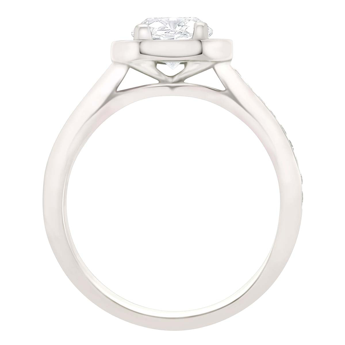 Cushion Cut Diamond with Halo Engagement Ring Platinum Split Band - 'Millie'