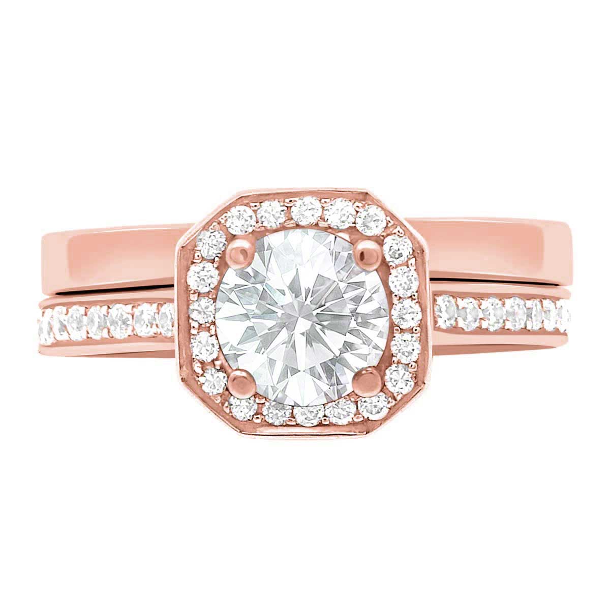 Cushion Cut Diamond with Halo Engagement Ring Rose Gold Split Band - 'Millie'