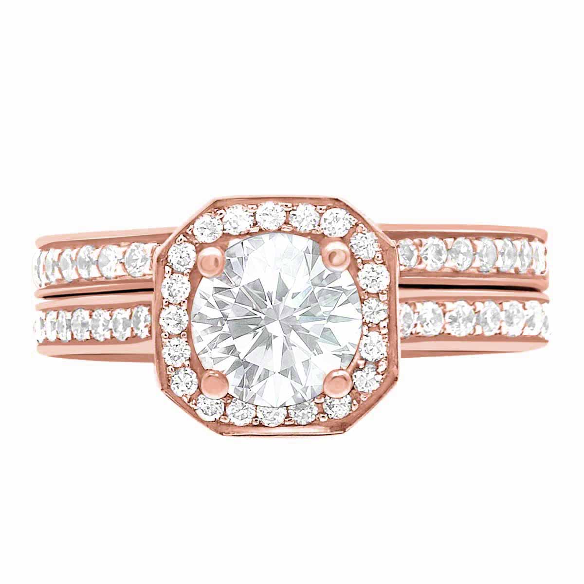 Cushion Cut Diamond with Halo Engagement Ring Rose Gold Split Band - 'Millie'