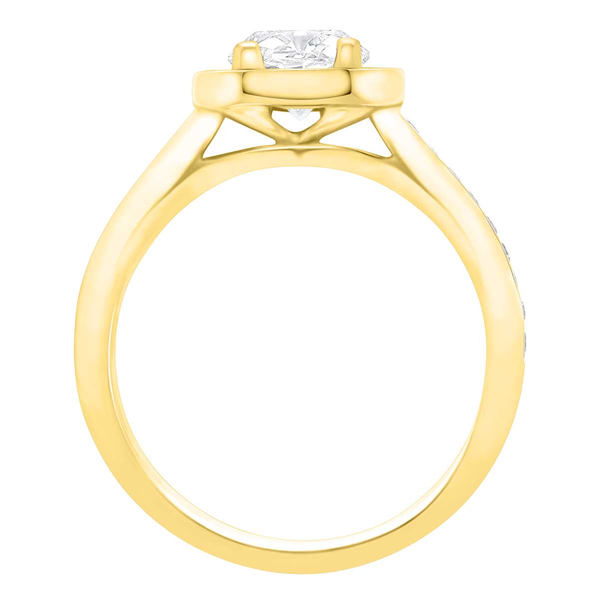 Cushion Cut Diamond with Halo Engagement Ring Yellow Gold Split Band - 'Millie'