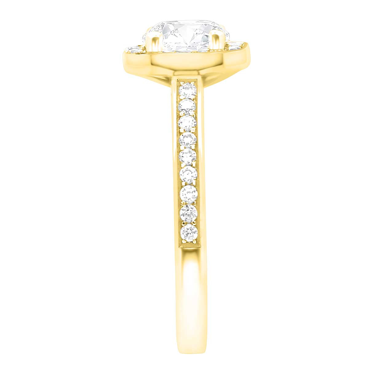 Cushion Cut Diamond with Halo Engagement Ring Yellow Gold Split Band - 'Millie'