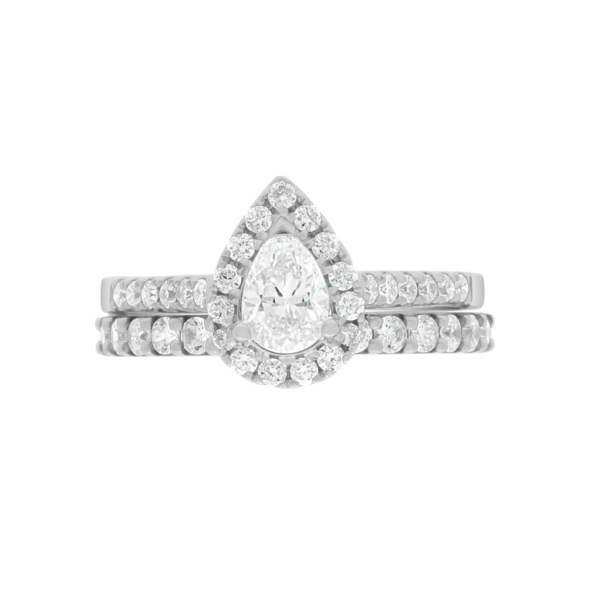 Pear Cut Halo Diamond Engagement Ring with Platinum Set Band - 'Harriot Pear'