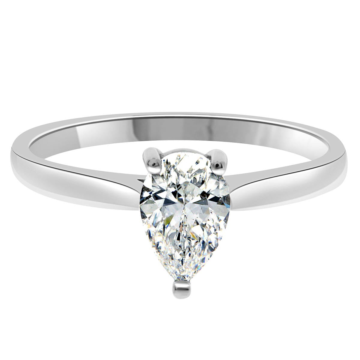 Pear Cut Diamond Solitaire with Platinum Set Band - 'Ella’