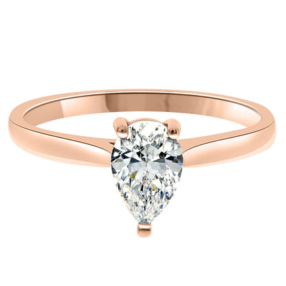 Pear Cut Solitaire Engagement Ring made from rose gold