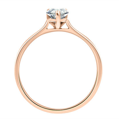 Pear Cut Solitaire Engagement Ring made from rose gold pictured up-standing