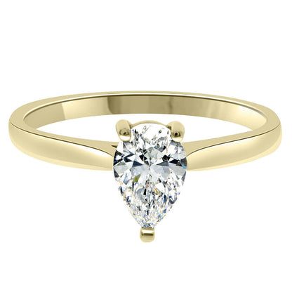 Pear Cut Solitaire Engagement Ring made from yellow gold