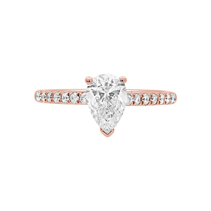 Pear Diamond With Scallop Set Band - &