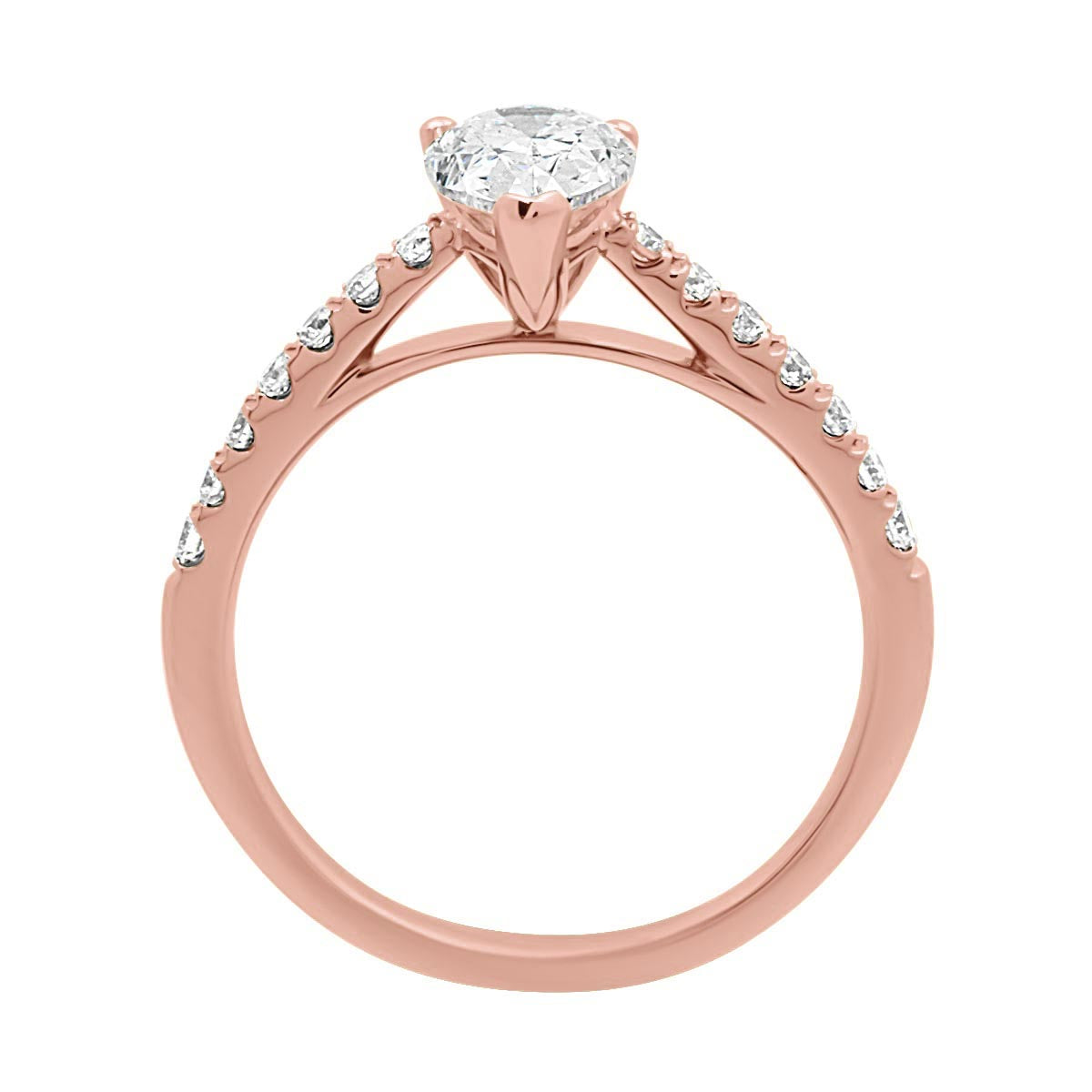 Pear Diamond Engagement Ring with Rose Gold Scallop Set Band - 'Katy Pear'