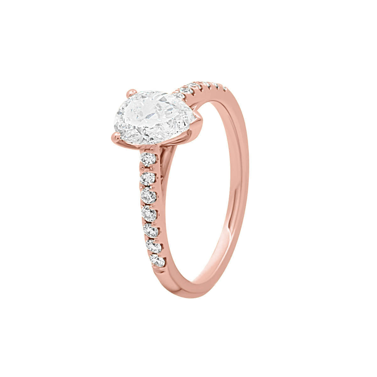 Pear Diamond Engagement Ring with Rose Gold Scallop Set Band - 'Katy Pear'