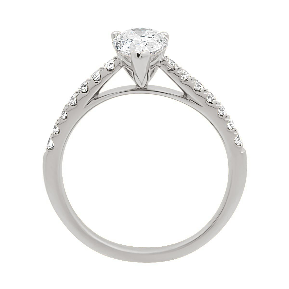 Pear Diamond Engagement Ring with White Gold Scallop Set Band - 'Katy Pear'