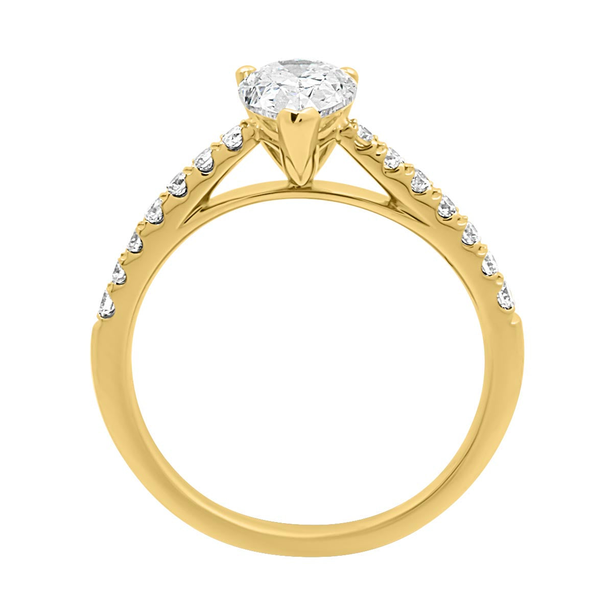 Pear Diamond Engagement Ring with Yellow Gold Scallop Set Band - 'Katy Pear'