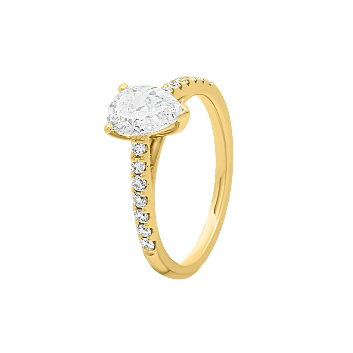 Pear Diamond Engagement Ring with Yellow Gold Scallop Set Band - 'Katy Pear'