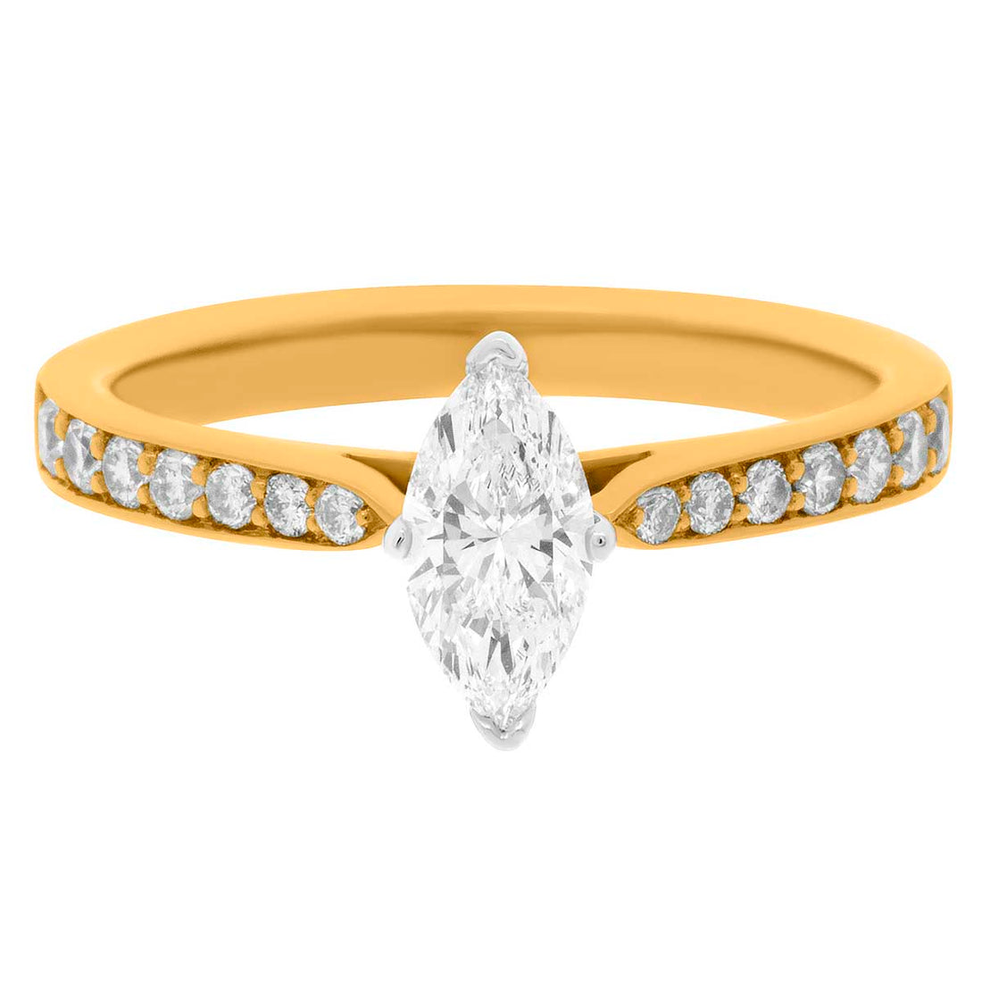 Marquise Engagement Ring made from 18 karat yellow gold