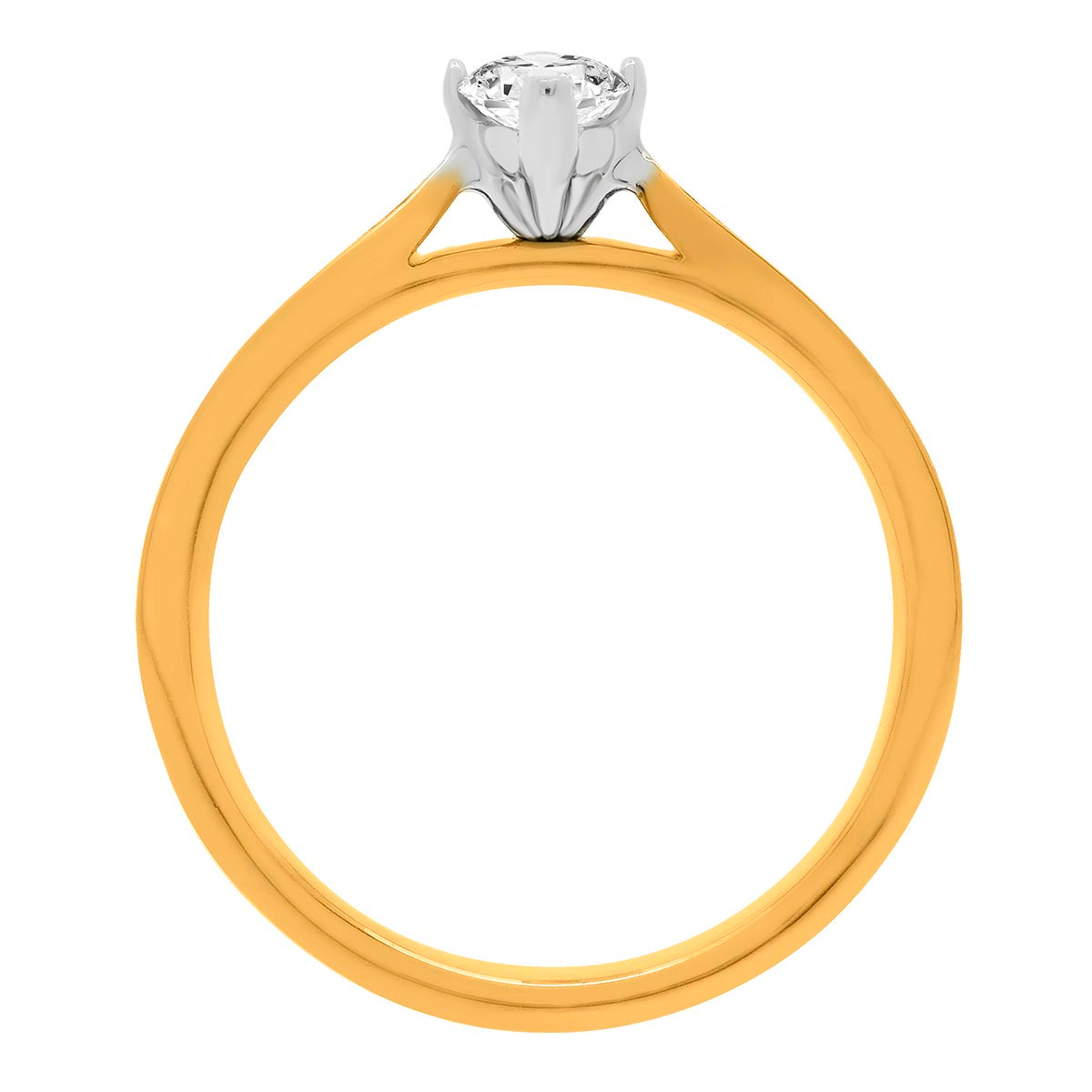 Marquise Engagement Ring made from 18 karat yellow gold standing vertical