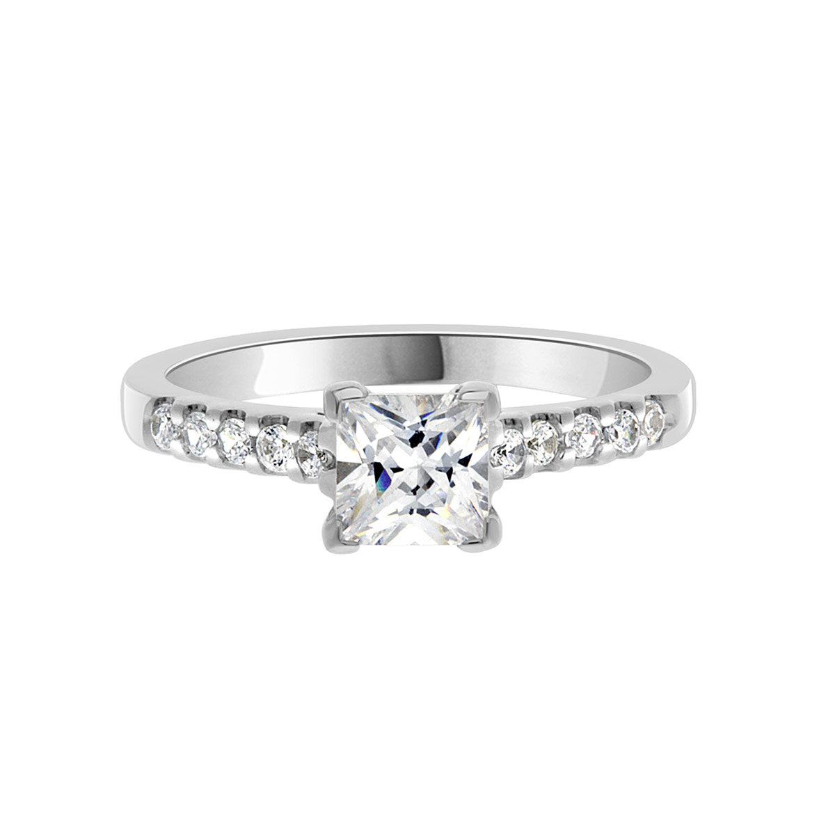 Princess Cut Diamond Engagement Ring with Platinum Scallop Band - 'Robin'