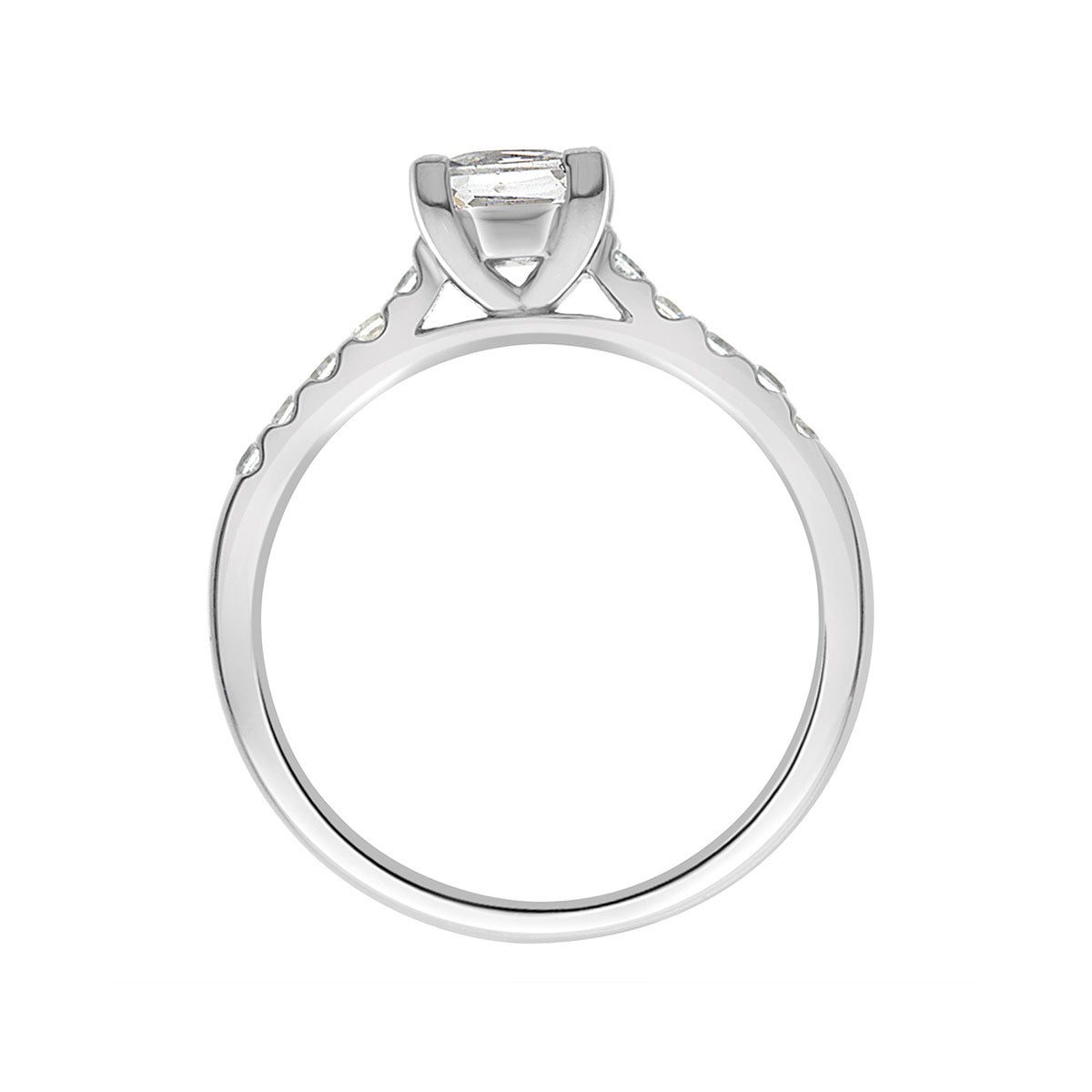 Princess Cut Diamond Engagement Ring with White Gold Scallop Band - 'Robin'