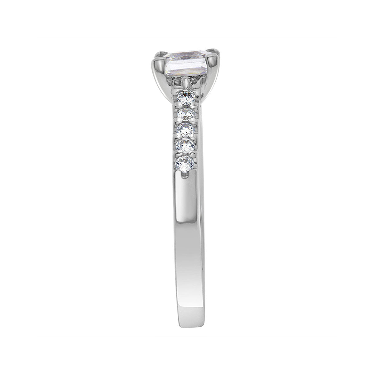 Princess Cut Diamond Engagement Ring with White Gold Scallop Band - 'Robin'